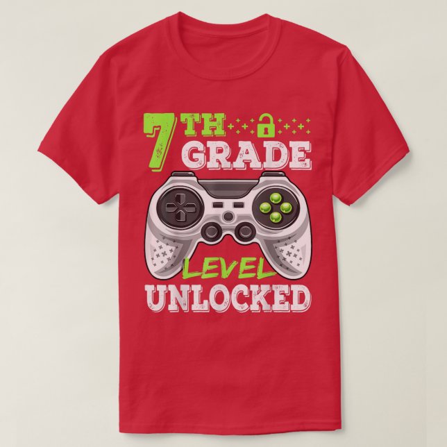 T-shirt 7e année Jeu vidéo déverrouillé Retour à l'école (Design devant)