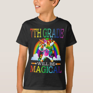 T-shirt 7e année Magique Unicorne Premier jour de la fille