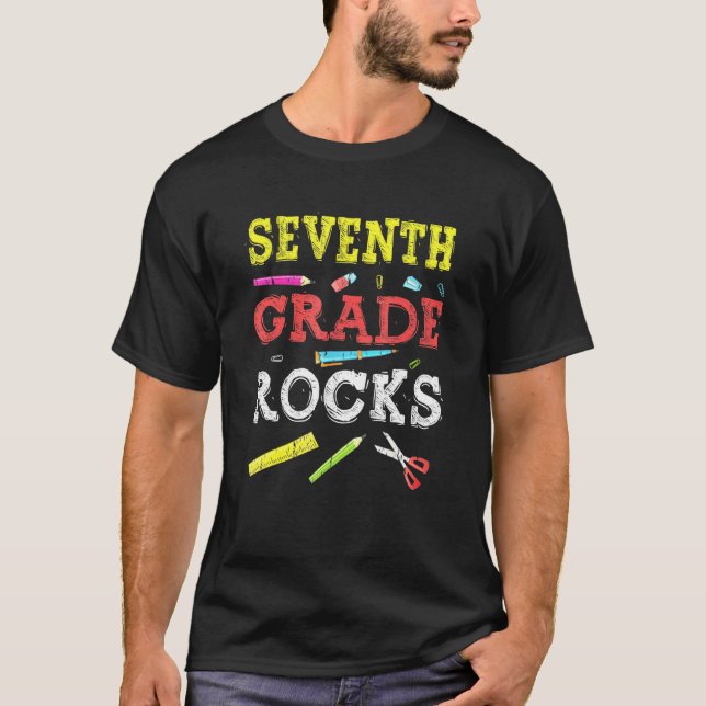 T-shirt 7e année Rocks Retour à l'école Enseignant (Devant)