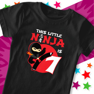 T-Shirt 7e anniversaire 7 année Enfants Party Little Ninja