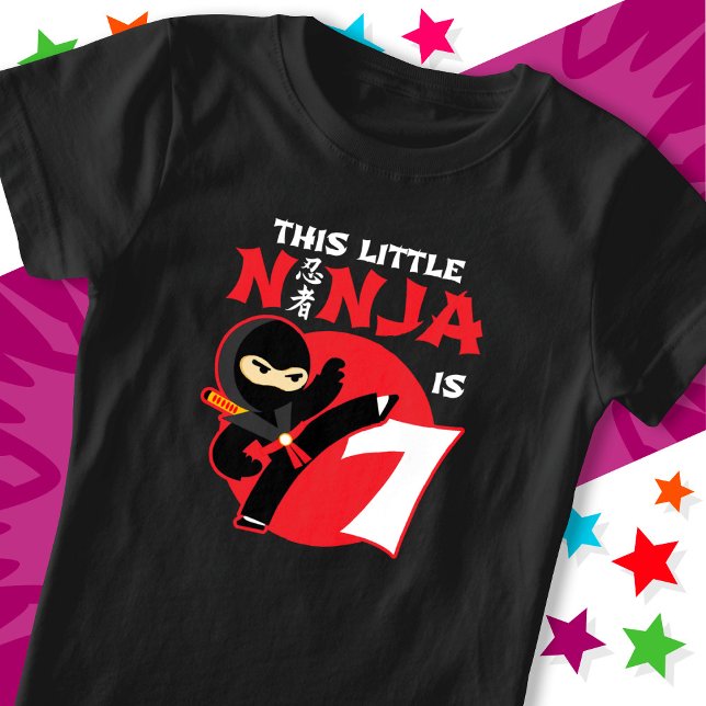T-Shirt 7e anniversaire 7 année Enfants Party Little Ninja (Créateur téléchargé)