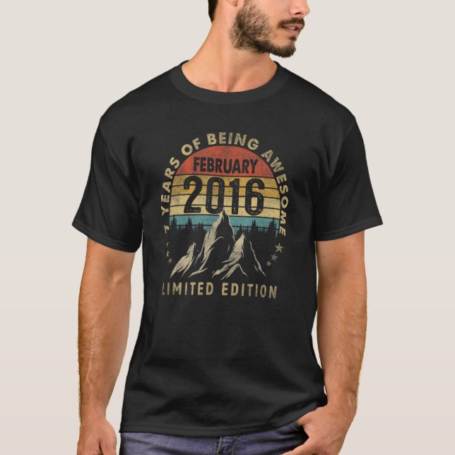 T-shirt 7e anniversaire 7 année Vieux février 2016 (Devant)