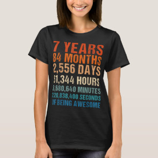 T-shirt 7e anniversaire 7 ans Vintage rétro 84 mois F