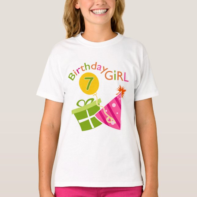 T-shirt 7e anniversaire - Anniversaire fille (Devant)