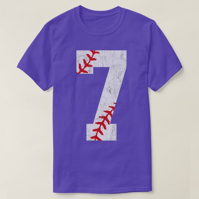 T-shirt 7e anniversaire Baseball Big Number Sept 7 ans (Design devant)
