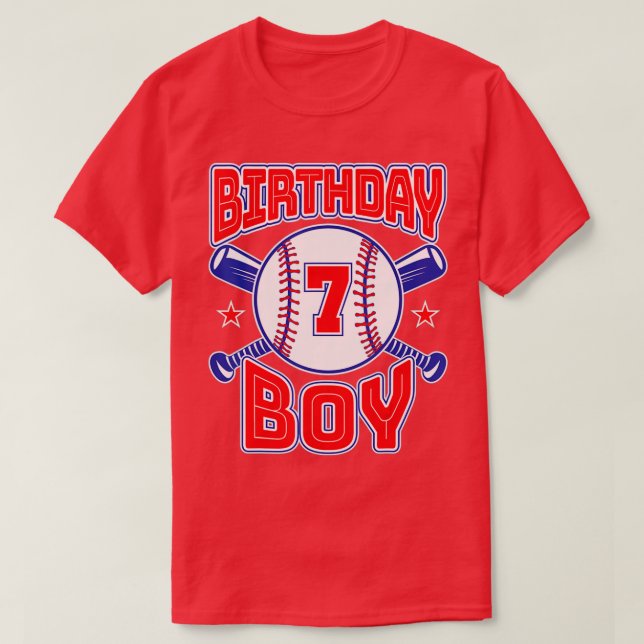T-shirt 7e anniversaire Baseball Big Number Sept 7 ans (Design devant)