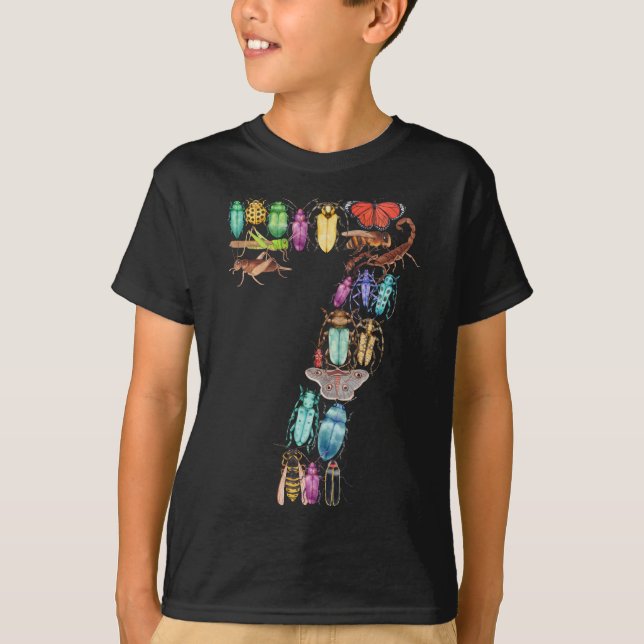 T-shirt 7e anniversaire Bugs Insects Beetles 7 ans Cadeau (Devant)