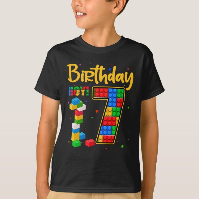 T-shirt 7e anniversaire Cadeau 7 ans Bâtiment Boys  (Devant)