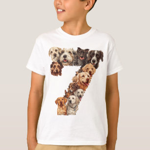T-shirt 7e anniversaire Chien Chien Chiot Thème 7 ans Garç