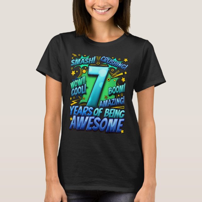 T-shirt 7e Anniversaire Comic Style stupéfiant depuis 2016 (Devant)