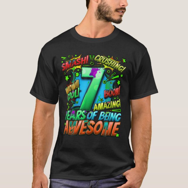 T-shirt 7e Anniversaire Comic Style stupéfiant depuis 2016 (Devant)