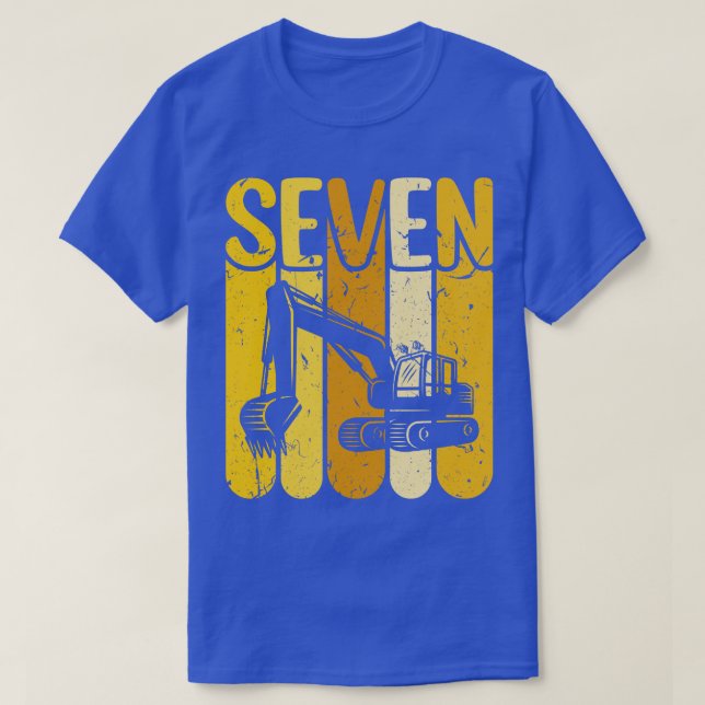 T-shirt 7e anniversaire Construction Camion Garçons Excava (Design devant)