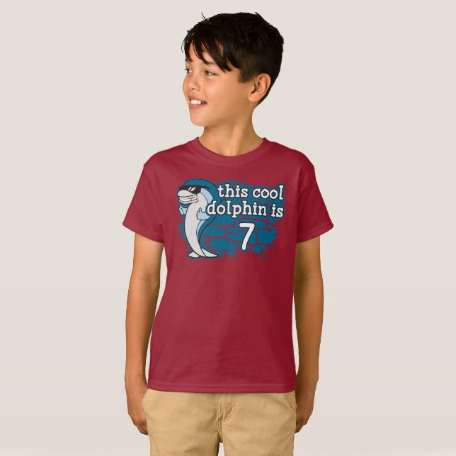 T-shirt 7e anniversaire de l'enfant Ce dauphin Cool est se (Devant entier)