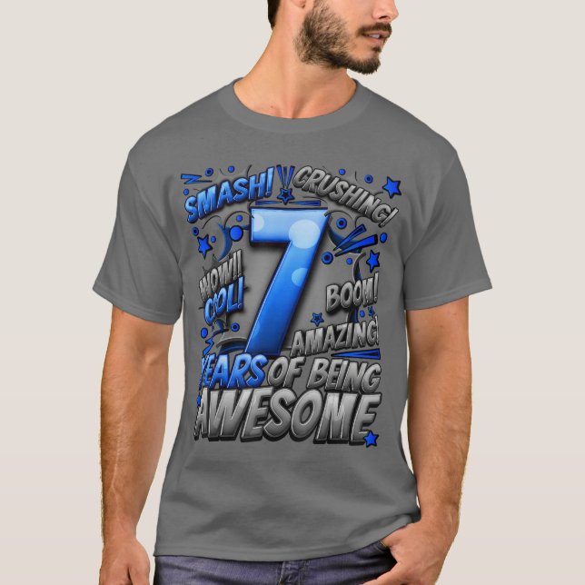 T-shirt 7e anniversaire de style de bande dessinée Incroya (Devant)