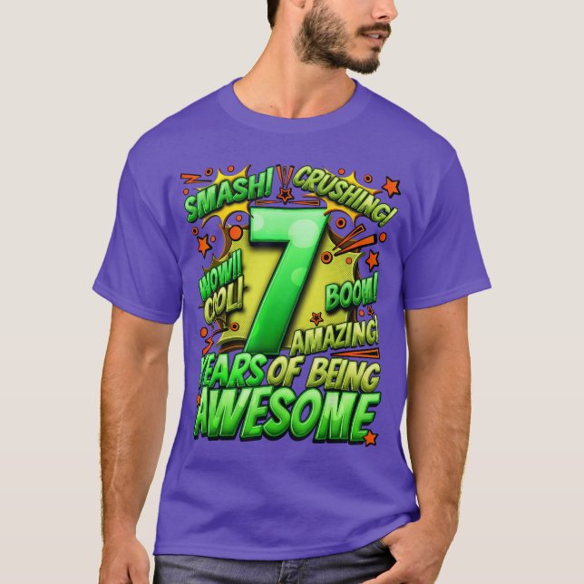 T-shirt 7e anniversaire de style de bande dessinée Incroya (Devant)