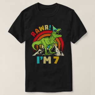 T-shirt 7e anniversaire Dinosaur T Rex Rawr I'm 7 For Boys