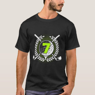 T-shirt 7e Anniversaire Fête Sport Golf 7 Ans Pour Enfants
