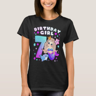 T-shirt 7e anniversaire, fille 7 ans, Sirène, numéro 7