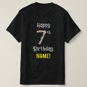 T-shirt 7e anniversaire : Floral Flowers Numéro "7" + Nom