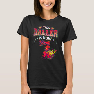 T-shirt 7e anniversaire Garçons Joueur de basket-ball 7 an
