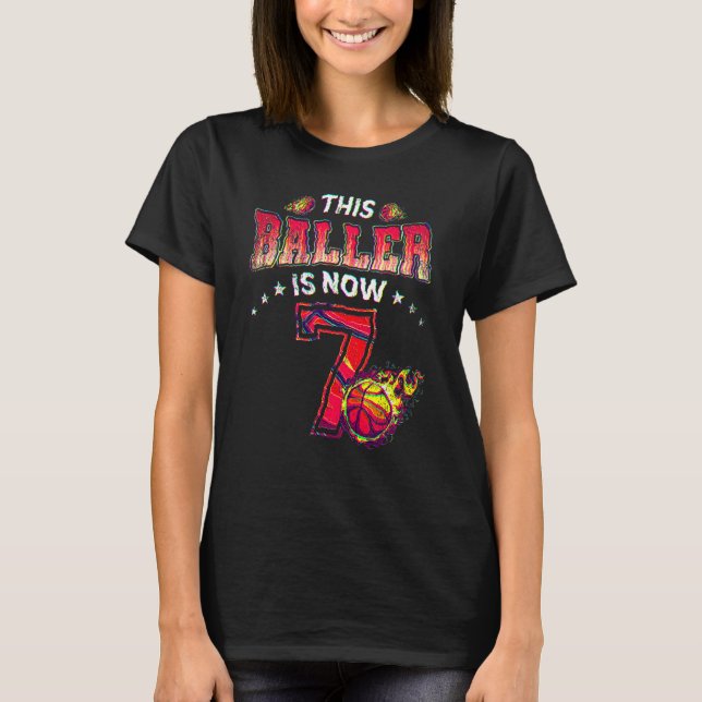 T-shirt 7e anniversaire Garçons Joueur de basket-ball 7 an (Devant)