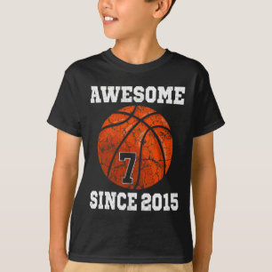 T-shirt 7e anniversaire Joueur de basket-ball 7 ans Vintag