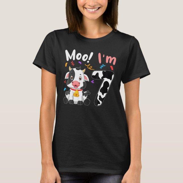 T-shirt 7E Anniversaire Moo Im 7 Vache ferme animal Barnya (Devant)