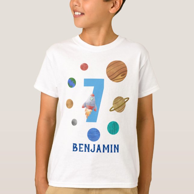 T-shirt 7e anniversaire Planètes du système solaire (Devant)