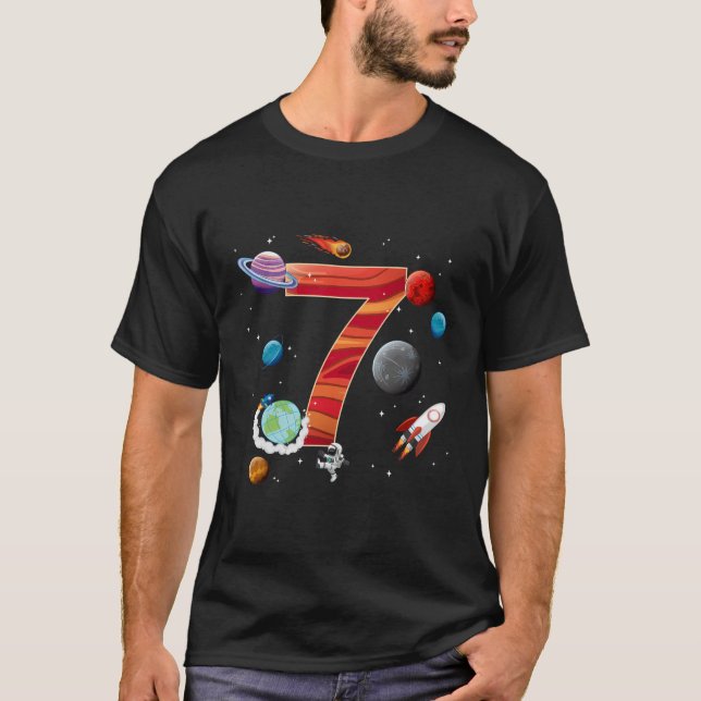 T-shirt 7E Anniversaire Planètes Spatiales Astronaut 7 Ann (Devant)