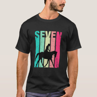 T-shirt 7e anniversaire Retro Horseback équitation 7 ans B