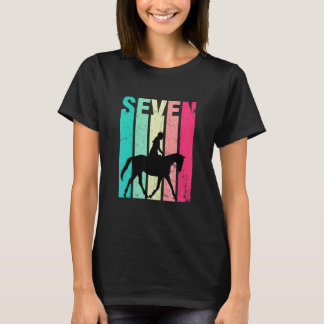 T-shirt 7e anniversaire Retro Horseback équitation 7 ans B