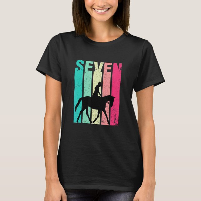 T-shirt 7e anniversaire Retro Horseback équitation 7 ans B (Devant)