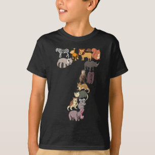 T-shirt 7e anniversaire Safari Zoo Animaux Figures 7 ans
