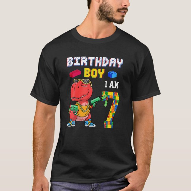 T-shirt 7E Anniversaire T Rex Dons Bâtiment D'Édifice De 7 (Devant)
