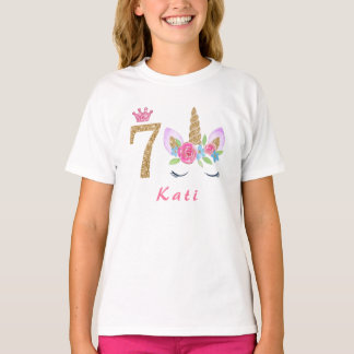 T-shirt 7e anniversaire Unicorn Dabbing nom personnalisé