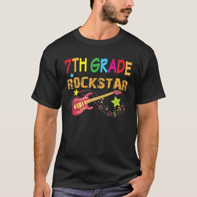 T-shirt 7E Classe Rockstar Septième Guitare Électrique Ret (Devant)