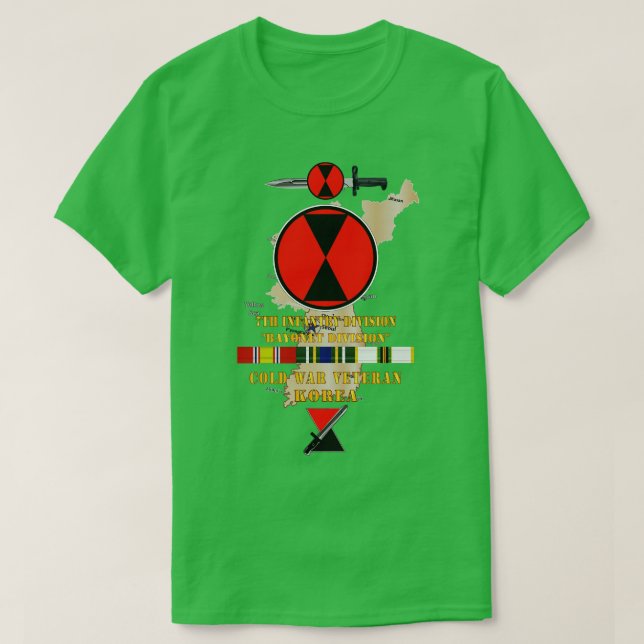 T-shirt 7e division d'infanterie avec DUI 7e Bayonet w Map (Design devant)