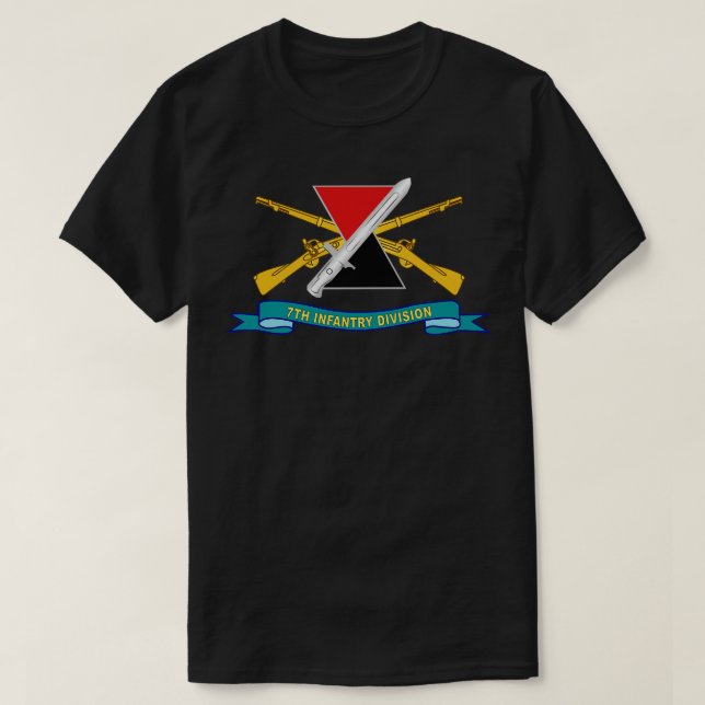 T-shirt 7e division d'infanterie DUI w Br Ribbon X (Design devant)
