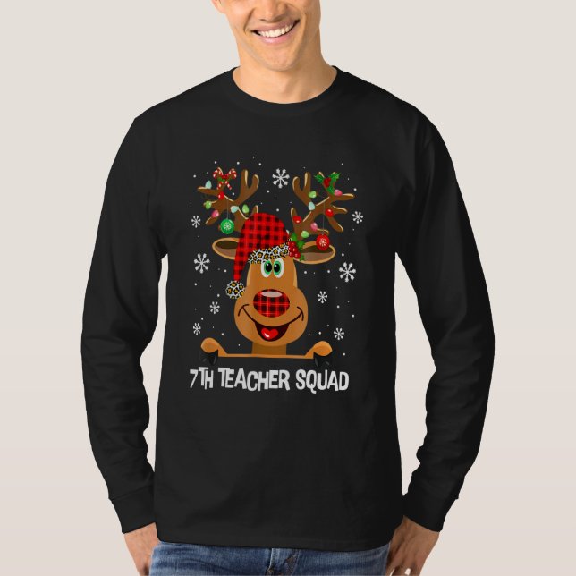 T-shirt 7e Enseignant Squad Reindeer Funny Enseignant Noël (Devant)