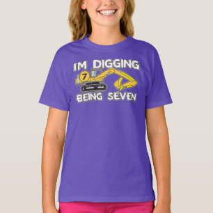 T-shirt 7ème anniversaire de l'enfant Je creuse Etre Sept 