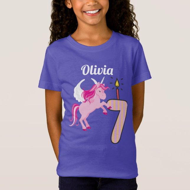 T-Shirt 7ème Chemise nommée de licorne personnalisée par (Devant)