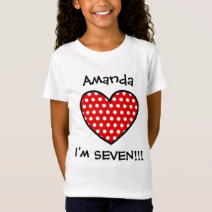 T-Shirt 7ème Coeur rouge W03B de point de polka