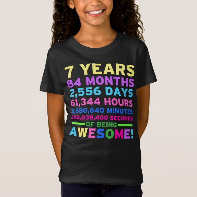 T-Shirt 7ème Fille de garçon de chemise d'anniversaire (Devant)
