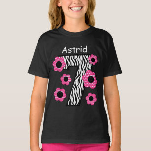 T-shirt 7ème Nom fait sur commande C007 de zèbre rose