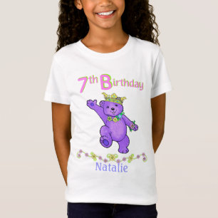 T-Shirt 7ème Princesse d'ours d'anniversaire, nom fait sur