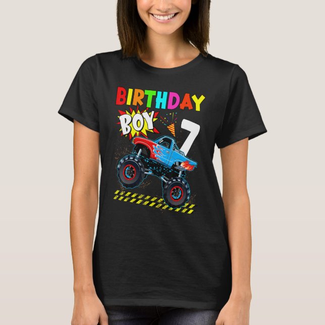 T-shirt 7th Birthday Boy Blaze 7 Year Old Monster Truck Bd (Devant)