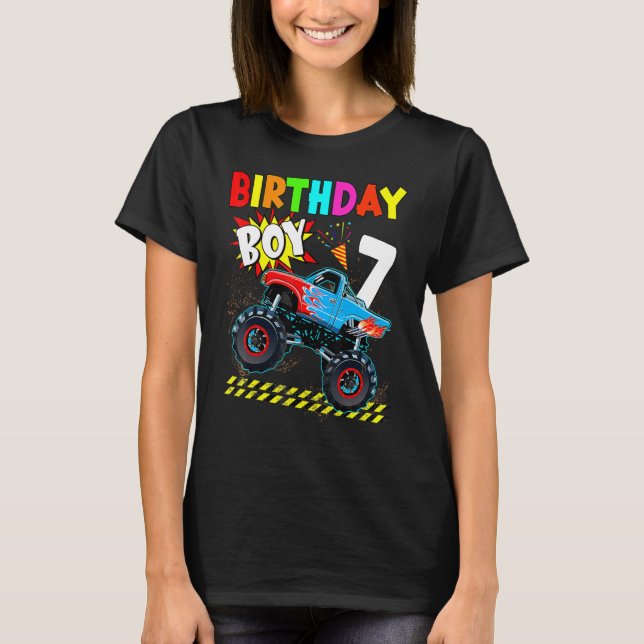 T-shirt 7th Birthday Boy Blaze 7 Year Old Monster Truck Bd (Devant)