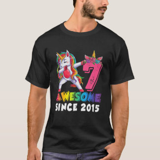 T-shirt 7Th Birthday Dabbing Unicorn Party Gift 7 Years Ol