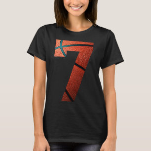 T-shirt 7th Birthday Party Basketball Imprimer Numéro 7 Te