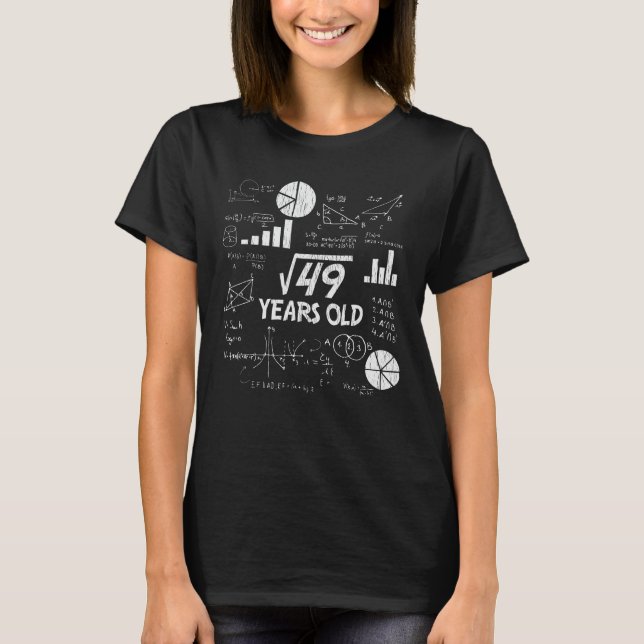 T-shirt 7th Birthday Square Root of 49 - 7 Years Old Bday (Devant)